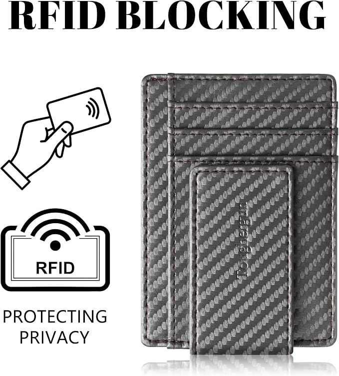 Toughergun Slim Wallet for Men RFID Blocking Money Clip, Minimalist Front Pocket Credit Card Holder, Magnetic Thin Mens Wallets with ID Window - Image 6