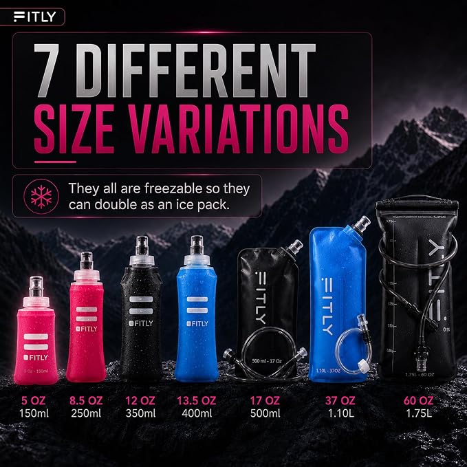 FITLY Soft Flask - Shrink As You Drink Soft Water Bottle for Hydration Pack - Folding Water Bottle Ideal for Running, Hiking, Cycling, Climbing & Rigorous Activity - Image 7