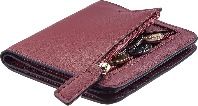Gostwo Small Wallet for Women, Slim Bifold Credit Card Holder, Compact RFID Blocking Cash Wallet, Billfolds Thin Leather Zipper Pocket, Mini Wallet Gift for Ladies Teen Girls Travel with ID Window - Image 2