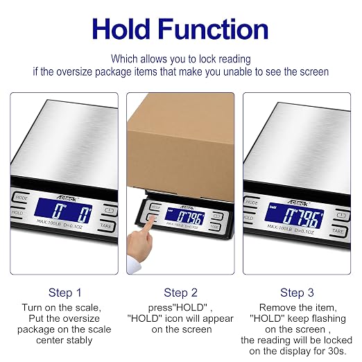 Acteck A-808 High Accuracy 0.1OZ Digital Shipping Scale, Postal Scale and Mail Scale (100LB Stainless Steel) - Image 6