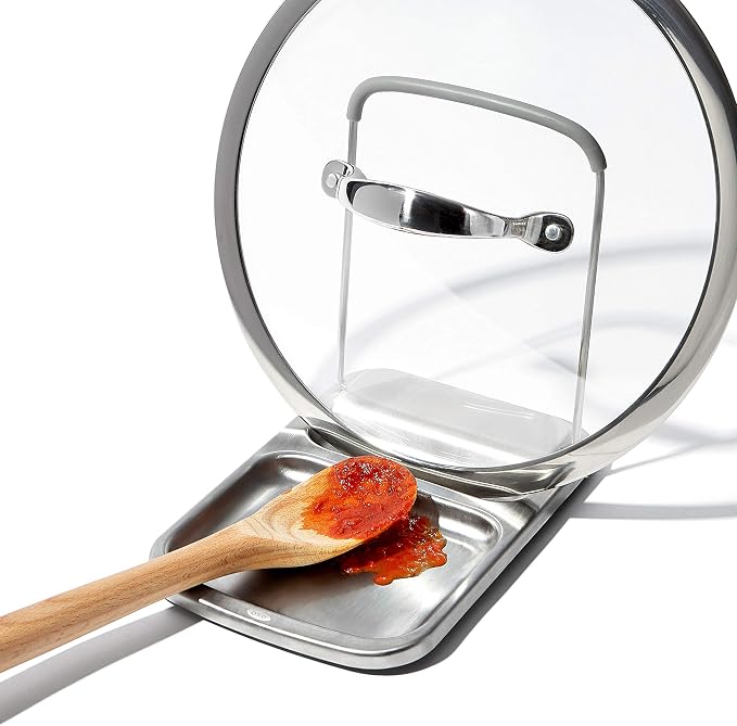 OXO Good Grips Stainless Steel Spoon Rest with Lid Holder | Holds Multiple Utensils & Pot Lids While Cooking, Folds Flat for Storage, Ideal for Stovetop and Countertop Organization - Image 8