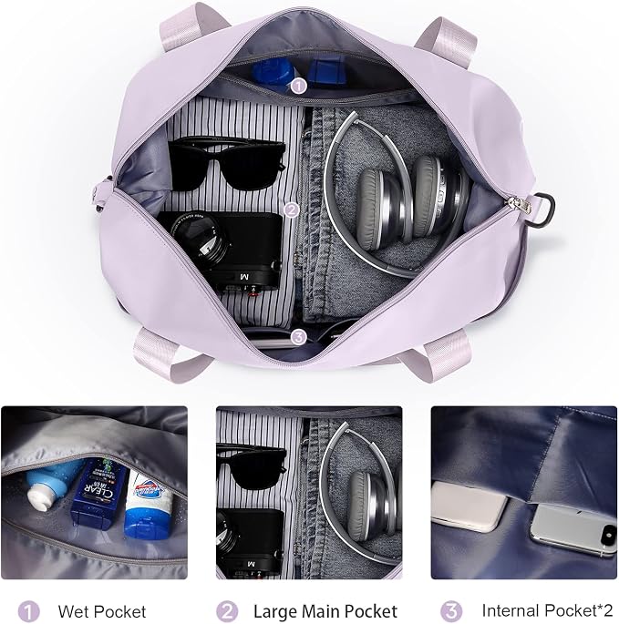 Travel Duffel Bag, Sports Tote Gym Bag, Shoulder Weekender Overnight Bag for Women - Image 6
