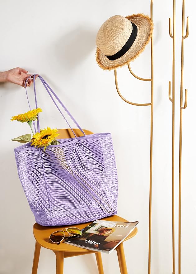 KALIDI Beach Mesh Tote Bag, Casual MAX 23L Summer Foldable Hobo Bag Women | Sandproof Widen Strap Large Shoulder Bag For Lake Pool Vacation Travel Picnic Grocery Market Shopping Carrier - Image 8