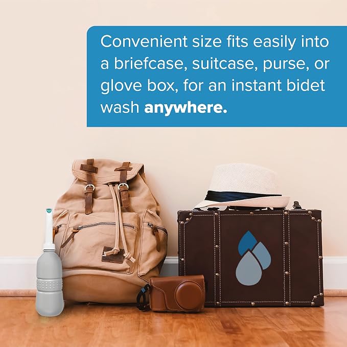 Brondell GoSpa Travel Bidet GS-70 – Portable Peri Bottle for Postpartum & Perineal Care, 400ml Handheld Bidet with Angled Nozzle, Collapsible Design, Nozzle Storage & Travel Bag, Fog - Image 6