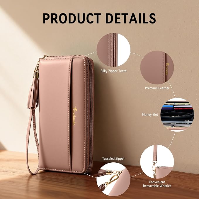 Travelambo Wristlet Wallet Women RFID Bifold Large Capacity Clutch Purse | Tassel, Zipper Coin Pocket, Card Holder Wallet, Gifts for Women - Image 7