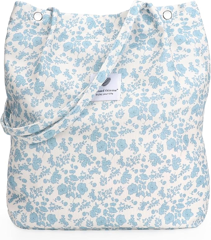 LHMTQVK Corduroy Tote Bags for Women, Large Capacity Tote Purse Reusable Grocery Shoulder Bag with Inner Pockets by LHMTQVK
