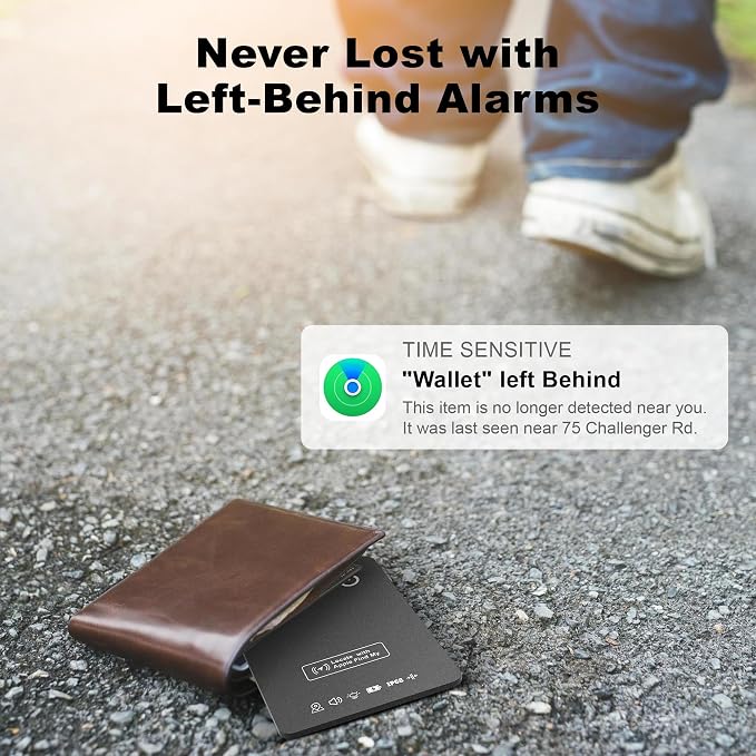 2-Pack Wallet Tracker Cards, Works with Apple Find My | 1.6mm thin, Qi rechargeable, 5-month battery, IP68 waterproof, Left-Behind Alerts, iPhone & iPad compatible - Image 6