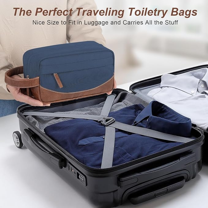 Travel Toiletry Bag for Men, Hanging Toiletry Organizer, Water Resistant Shaving Kit with Large Capacity for Travel Accessories (Blue, Medium) - Image 6