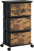 MAX Houser Dresser Storage with 3 Drawers, Fabric Tower Nightstand, Chest of Drawers,Vertical Storage Unit Organizer for Closets,Bedroom,Dorm, Wood Top, Rustic Brown Wood Grain Print by MAXHouser