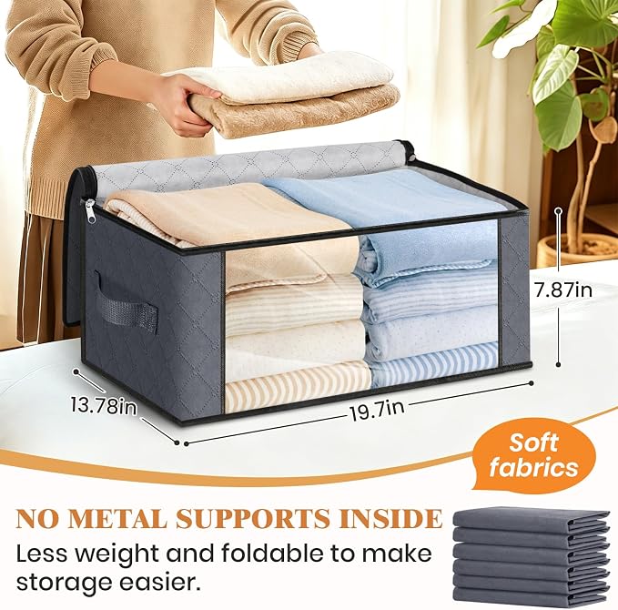 35L Closet Organizers, Foldable Under Bed Storage Containers | Storage Bags with Zippers,Window and Handles for Organizing Bedroom, Closet, Clothing,Organization with Handle - Image 2