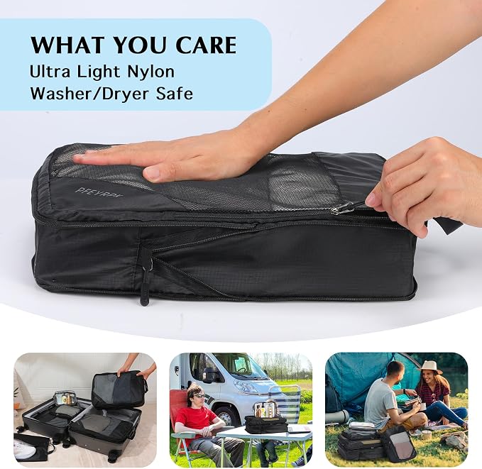 PFEYRPK Lightweight Compression Packing Cubes for Suitcases, Compressible Expandable Travel Packing Organizer with Clear Toiletries and Backpack Bag, Travel Essentials for Carry on Luggage 7 Set - Image 2