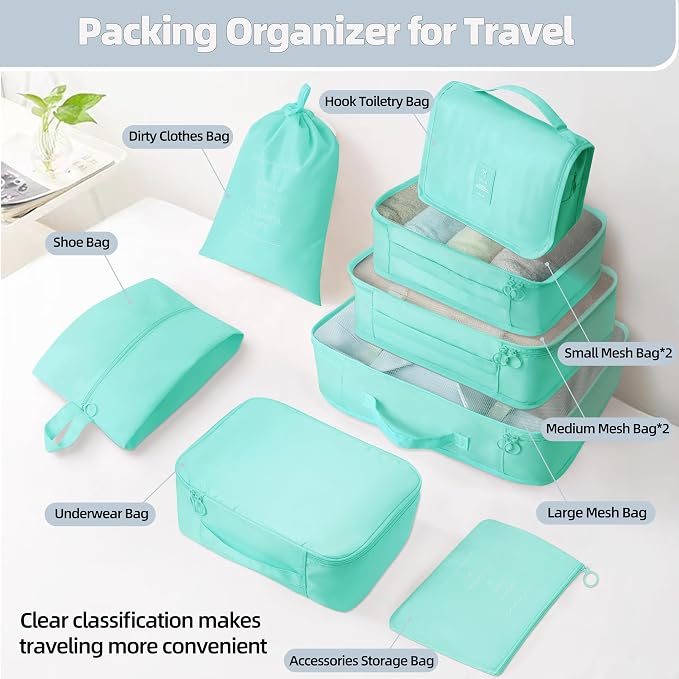 10 Pcs Set Packing Cubes - Travel Packing Organizers, Expandable Suitcase Organizer, Luggage Organizer Bags - Image 3