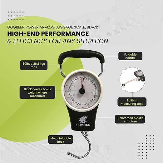 Go Green Power TR1300BK Travergo Analog Scale with Hook, Black (TR1300BK) - Image 5