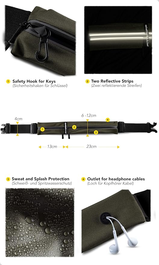 Fitgriff® Running Belt for Men & Women - Secure Jogging Pouch for Phone, Keys & Essentials - For All Cell Phones - Image 4