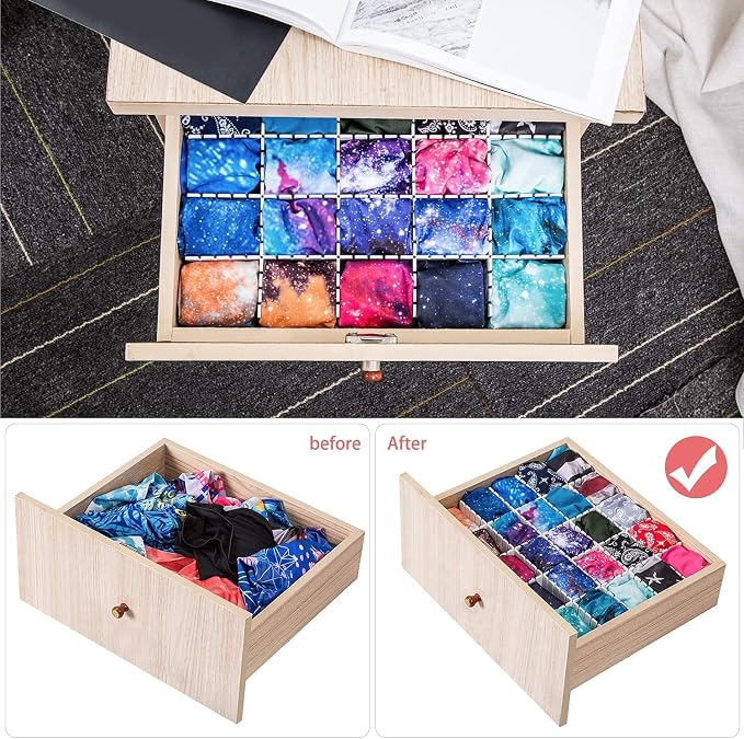 40Pcs Drawer Dividers, Adjustable Drawer Organizer for Socks, Underwear, Makeup, Can Help Tidy Kitchen, Bedroom, Dresser Blue - Image 4