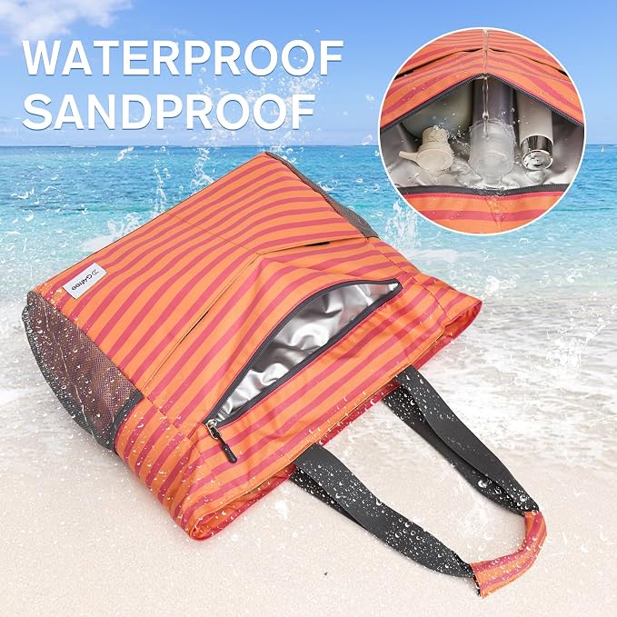 G4Free Beach Bag, Waterproof Sandproof Beach Tote Bag, Large Capacity Foldable for Women - Image 3