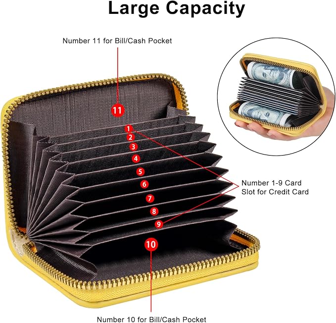 Credit Card Wallet, RFID Card Case Wallet, Zipper Card Cases Holder for Men Women, RFID Blocking, KeyChain Wallet, Compact Size Card Organizer Case for Women - Image 2