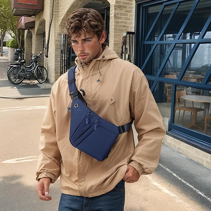 Anti Theft Crossbody Bags for Women Men, Multi-Pocket Shoulder Bag, Slim Sling Bags with 2 RFID Blocking Card - Image 3