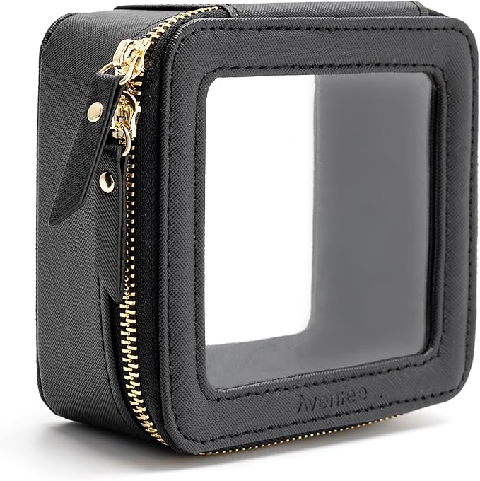 Aveniee Clear Makeup Bag Small, Mini Travel Toiletry Bag Cosmetic Bags TSA Approved, Clear Makeup Case Pouch with Zipper, Car Organizer Essentials for Women Men,Black by Aveniee