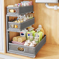 Under Sink Organizer, 3-Tier Thickened Metal Pull out Cabinet Organizer Shelf, Height Adjustable Slide out Storage Drawer Rack for Kitchen Bathroom Pantry Laundry Home Organization, 1-Pack, Grey | 35% Extra Storage Capacity, Carbon Steel, Hold Up 55lbs... by HERJOY