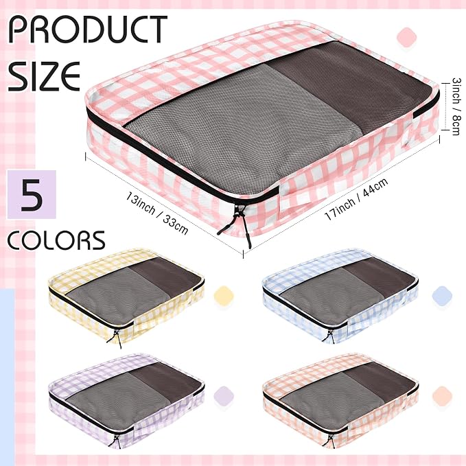 5 Pcs Packing Cubes for Suitcase Large Travel Cubes Carry on Luggage Organizer Bags for Clothes Accessories(L,Plaid) - Image 2