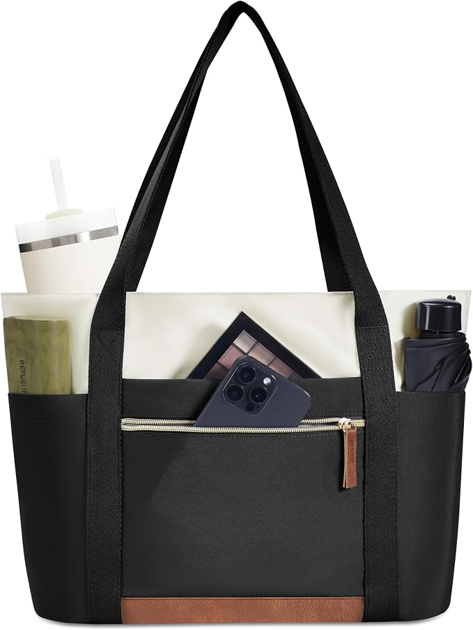 ECOHUB Large Tote Bags for Women Lightweight Laptop Tote Bag for Work Nurse Teacher Travel Totes with Compartments Cup Holder by ECOHUB