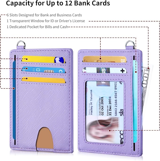 Mayski Slim Wallet, Credit Card Holder for Women, Minimalist Front Pocket RFID Blocking Card Cases, Small Wallet Women Men(Cross Light Purple) - Image 6