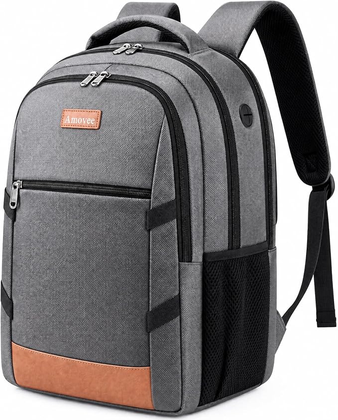 Amovee Computer Backpack 17.3 Inch, Water Resistant Laptop Travel Bag with Chest Strap & Padded Back Support, Anti-Theft Work Bookbag for Women Men, Sturdy Daypack for College Office & Daily Commute by Unknown