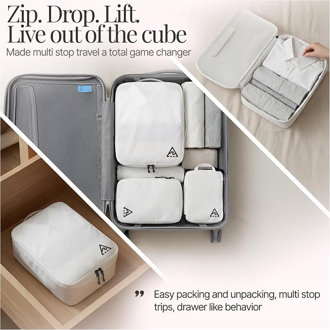 4 pcs Compression Packing Bags Cubes Set with HybridMax Double-Capacity Design - Packing Cubes for Travel Compression to Maximize Limited Luggage Space, White - Image 4