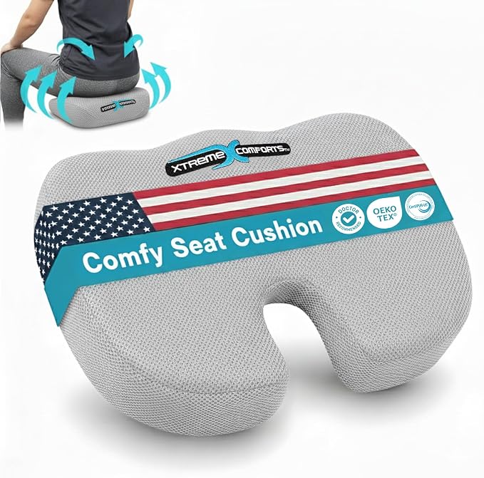 Xtreme Comforts Seat Cushions | Office Chair Cushions for Desk, Car, Wheelchair| Ergonomic Memory Foam Seat Cushion for Support & Comfort | Helps Improve Sitting Posture for Work & Body Relief - Image 9