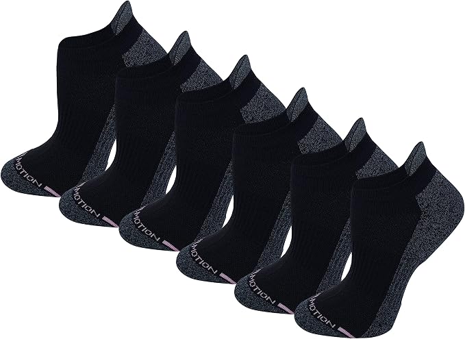Dr. Motion Women's Men 6pk Compression Low Cut Anklet Socks (9-11, Black) by MotionLiveInMotion