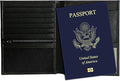 Black RFID Genuine Leather Passport Wallet by 123CheapChecks