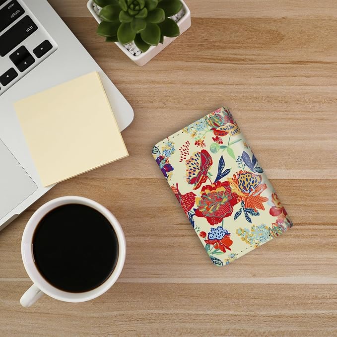 Business Card Holder，PU Leather Business Card Case Color Printing Pattern Card Holder Wallet，Pockets Magnetic Credit Card Holders for Men and Women - Purple Flowers - Image 6