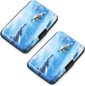 Mayski 2 Pack Credit Card Holder for Women RFID Blocking Wallet, Ocean | Card Wallets for Women Small Mini Business Metal Accordion Aluminum Alloy Hard Case for Men by SLIMELEGANCEPERSONIFIED