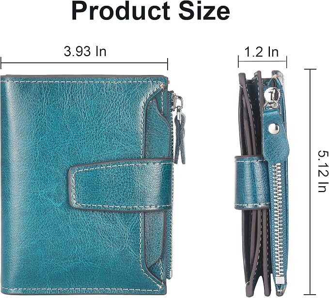 Small Compact Women Wallet RFID Blocking Genuine Leather Bifold Purse with ID Windows - Image 5