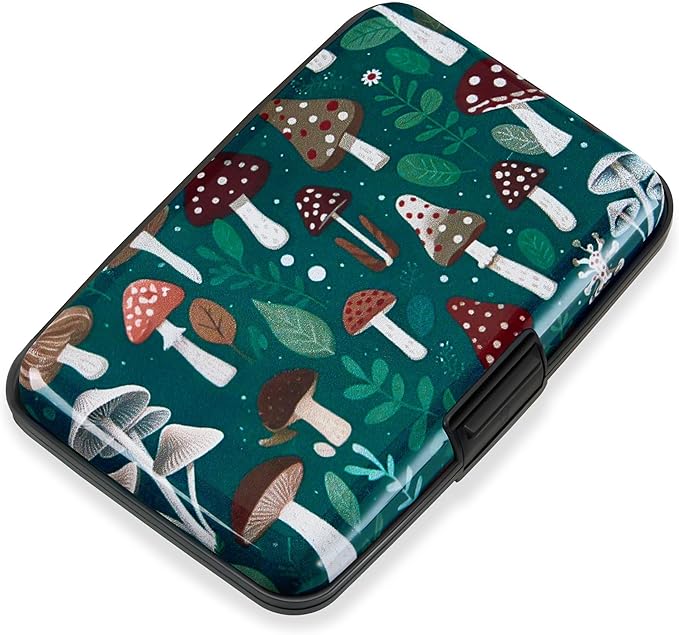 Mayski Credit Card Holder for Women RFID Blocking Wallet, Mushroom | Card Wallets for Women Small Mini Business Metal Accordion Aluminum Alloy Hard Case for Men by SLIMELEGANCEPERSONIFIED