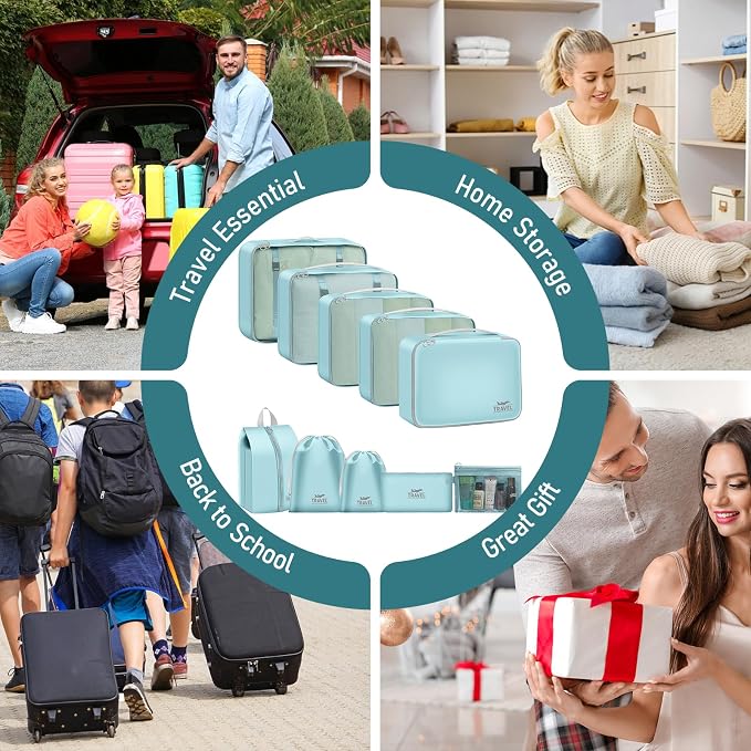 Packing Cubes for Travel- 8 Set Luggage Organizer Bags for Family, Mesh Breathable Travel Packing Cubes for Suitcases Durable Travel Essentials Bags Set (Upgrade Blue, 10 Set) - Image 7