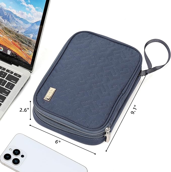 NISHEL Travel Cord Organizer Case, Double Layers Tech Electronic Bag, Essentials for Charger, Cable, Phone, Flash drive, Large, Aegean-Blue | Double-layer bag keeps chargers, cables, flash drive, and small tech essentials organized for trip, Large, Aeg... - Image 6