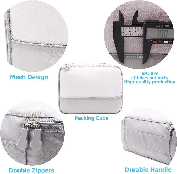 DoubleTrip 9-Piece Gray Travel Organizer Set with 4 Packing Cubes, Cosmetic Organizer, Shoe & Electronics Pouches, and Accessories & Laundry Bag for Luggage Storage & Travel Essentials - Image 3