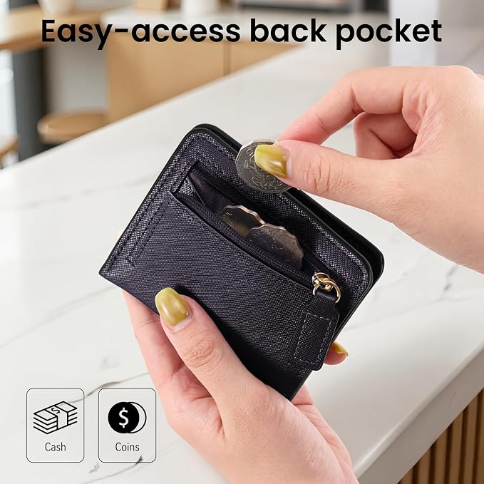 Toughergun Women’s Small Slim Leather Wallet with RFID Protection, Compact Bifold Mini Purse with Clear ID Window - Image 5