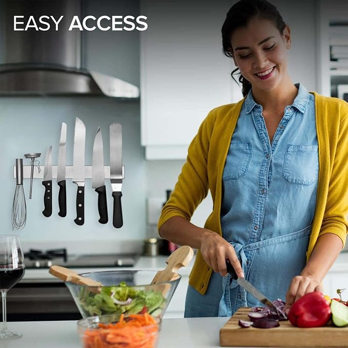 Modern Innovations Magnetic Knife Holder for Wall and Fridge - 14" Knife Magnetic Strip, Magnet Kitchen Knife Holder and Rack, Stainless Steel Magnetic Knife Bar for Kitchen Utensils - Image 7