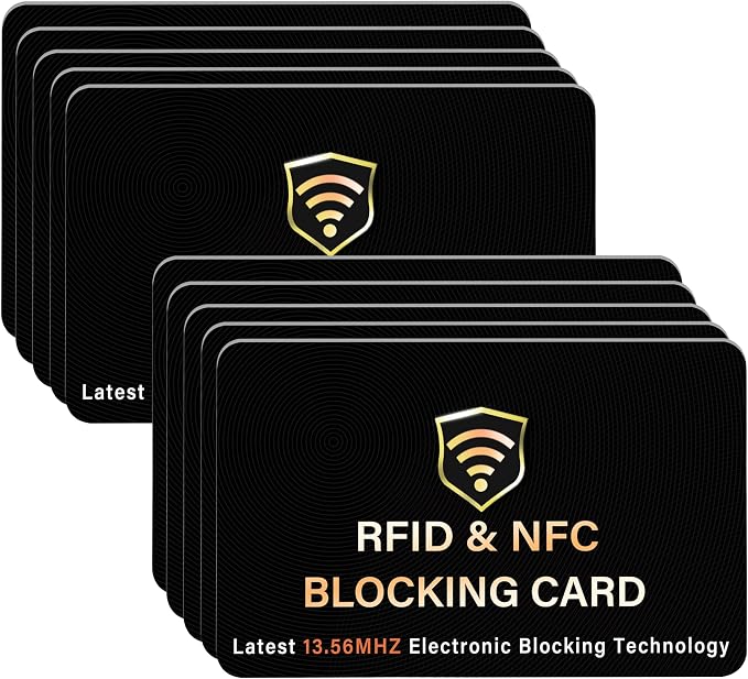 SaiTech IT 10 Pack RFID Blocking Card for Credit Debit ID Card, Black | Slim Anti-Theft Contactless NFC RFID Blocker Protector, Easily Fit into Wallet and Purse, for Men & Women by SaiTechIT