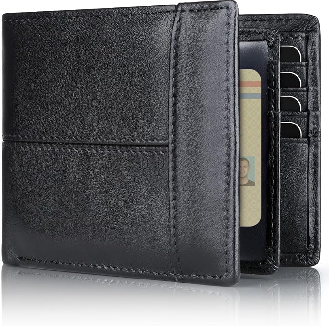 Swallowmall Mens Wallet Rfid Blocking Leather Wallet for Men Bifold Wallets with 1 ID Window 16 Card Slot Black by Swallowmall