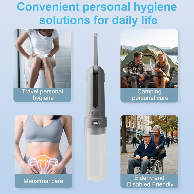 Electric Portable Bidet for Men & Feminine Care, Gray - Image 8