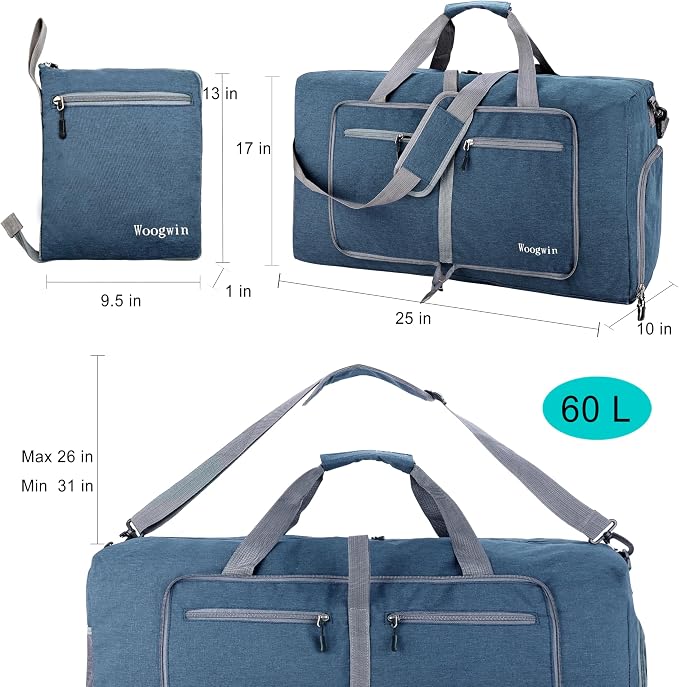 Woogwin Travel Duffel Bag Large Foldable Waterproof Overnight Bag for Beach Swim Bags Pool Sports Gym - Image 2