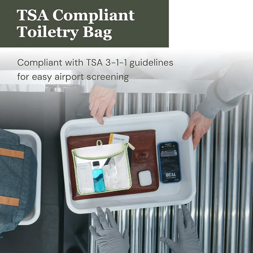 (re)zip TSA Approved Travel Toiletry Bag with Hanging Loop, Travel Quart Bag– Reusable Clear Makeup bags with zipper, Clear Pouch for Travel Essentials, Cosmetic | BPA-Free, Machine Washable - Sage - Image 2