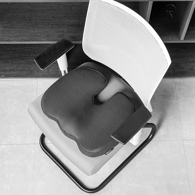 Amazon Basics Comfortable Seat Cushion for Office Chairs, Enhanced Memory Foam with Cooling Gel, Non-Slip, Long Sitting Support, Black - Image 5