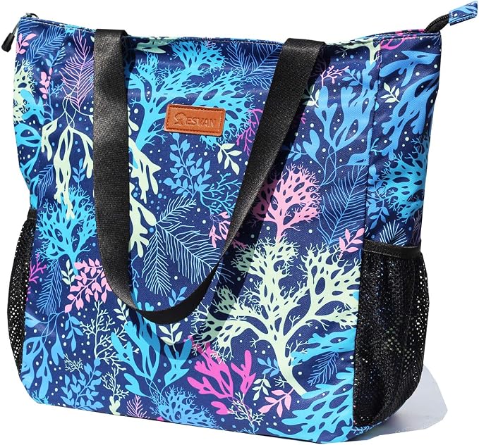 ESVAN Original Floral Water Resistant Large Tote Bag Shoulder Bag for Gym Beach Travel Daily Bags Upgraded - Image 6