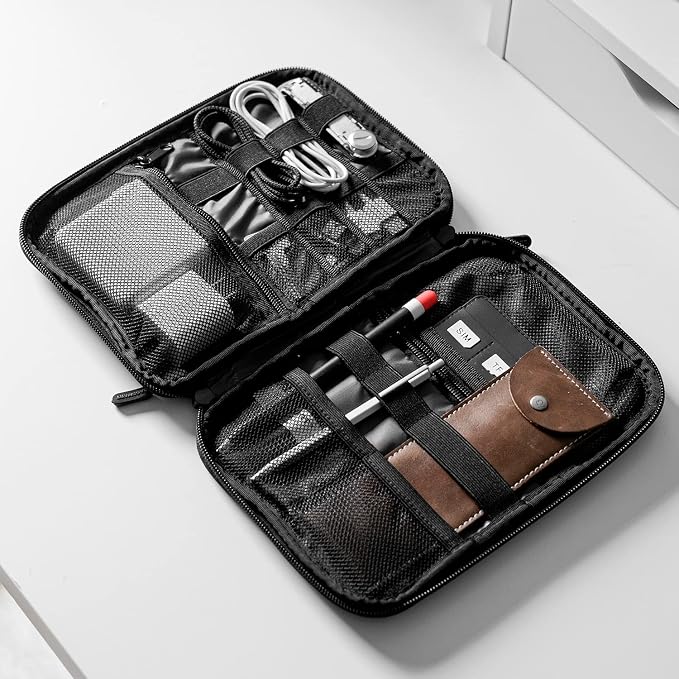 BAGSMART Large Electronic Organizer Travel Case for Tech Accessories, Black | Tech Accessories, Cord Storage, For Phone, Power Bank, SD Card, Cables - Image 7