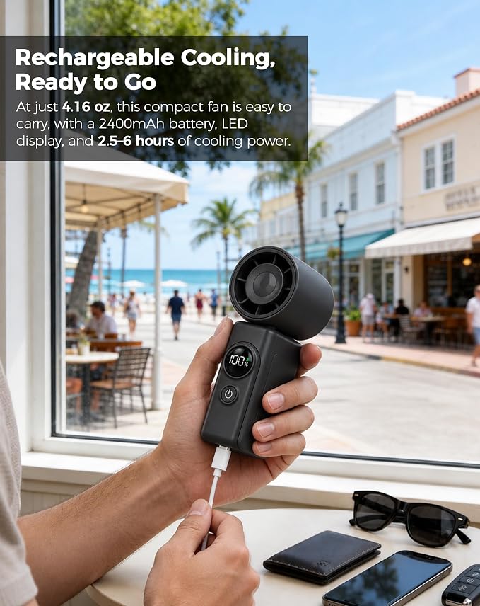 Hotsales Clip-On Portable Fan for Strollers, Handheld Turbo Fan for Travel | Small But Mighty Mini Fan, Detachable 360° Rotating Clip, LED Display, Rechargeable, Summer Outings, Gifts For Women And Men - Image 6